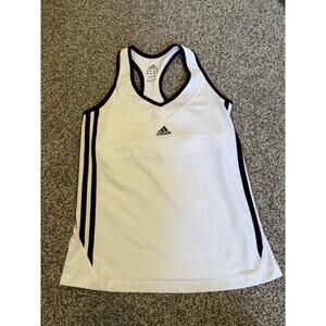 Adidas Y2K Athletic Racerback Tank V Neck White Black Stripes Size Small
